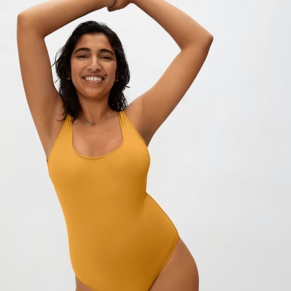 Everlane The Square-Neck One-Piece in Marigold NWT SOLD OUT Size XL - Picture 4 of 13